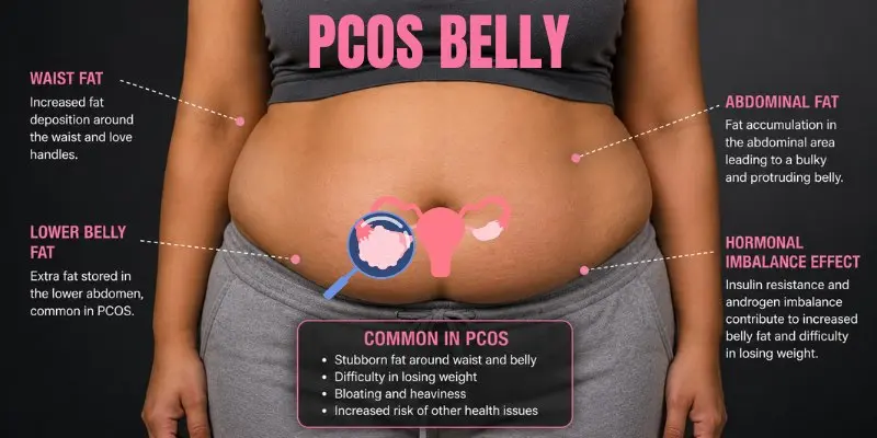 image showing the PCOS belly.